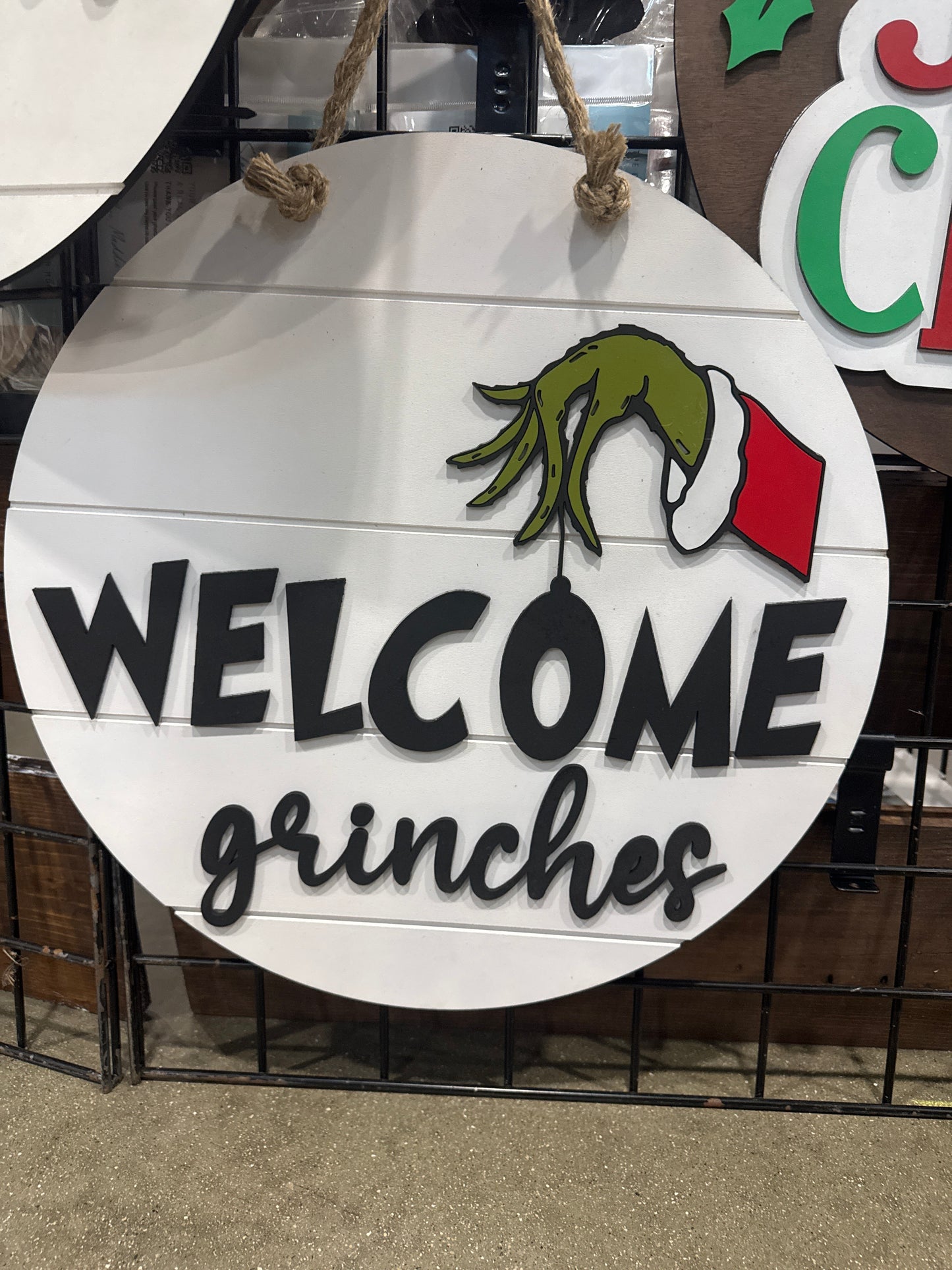 welcome gr!nches door hanger