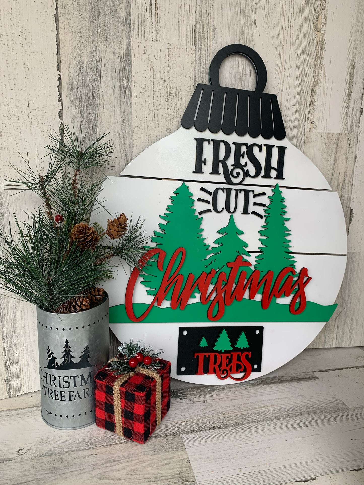 Fresh cut Christmas trees door hanger