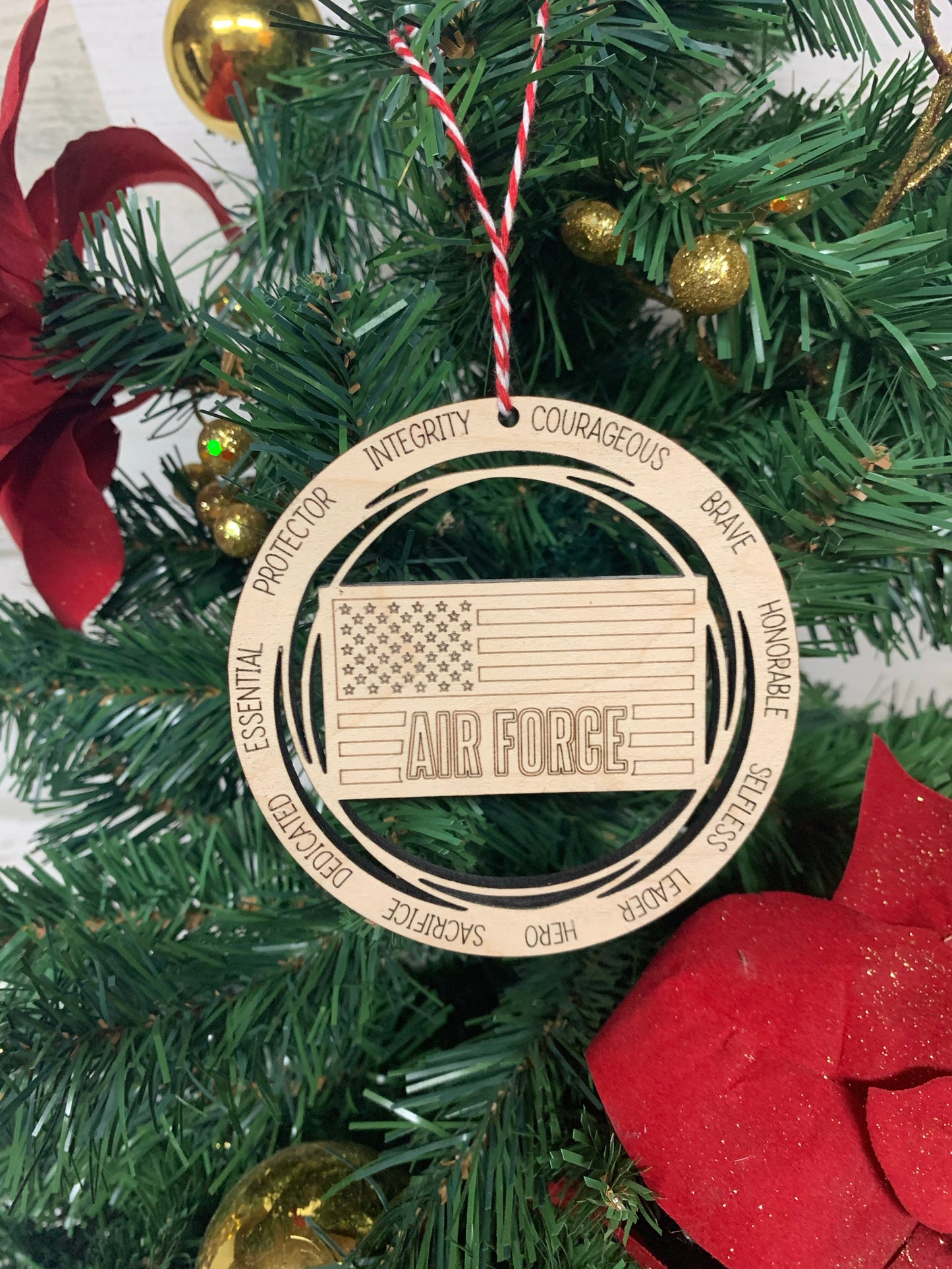 Military ornaments all branches- Marines, Army, Coast Guard, Air Force, Navy.