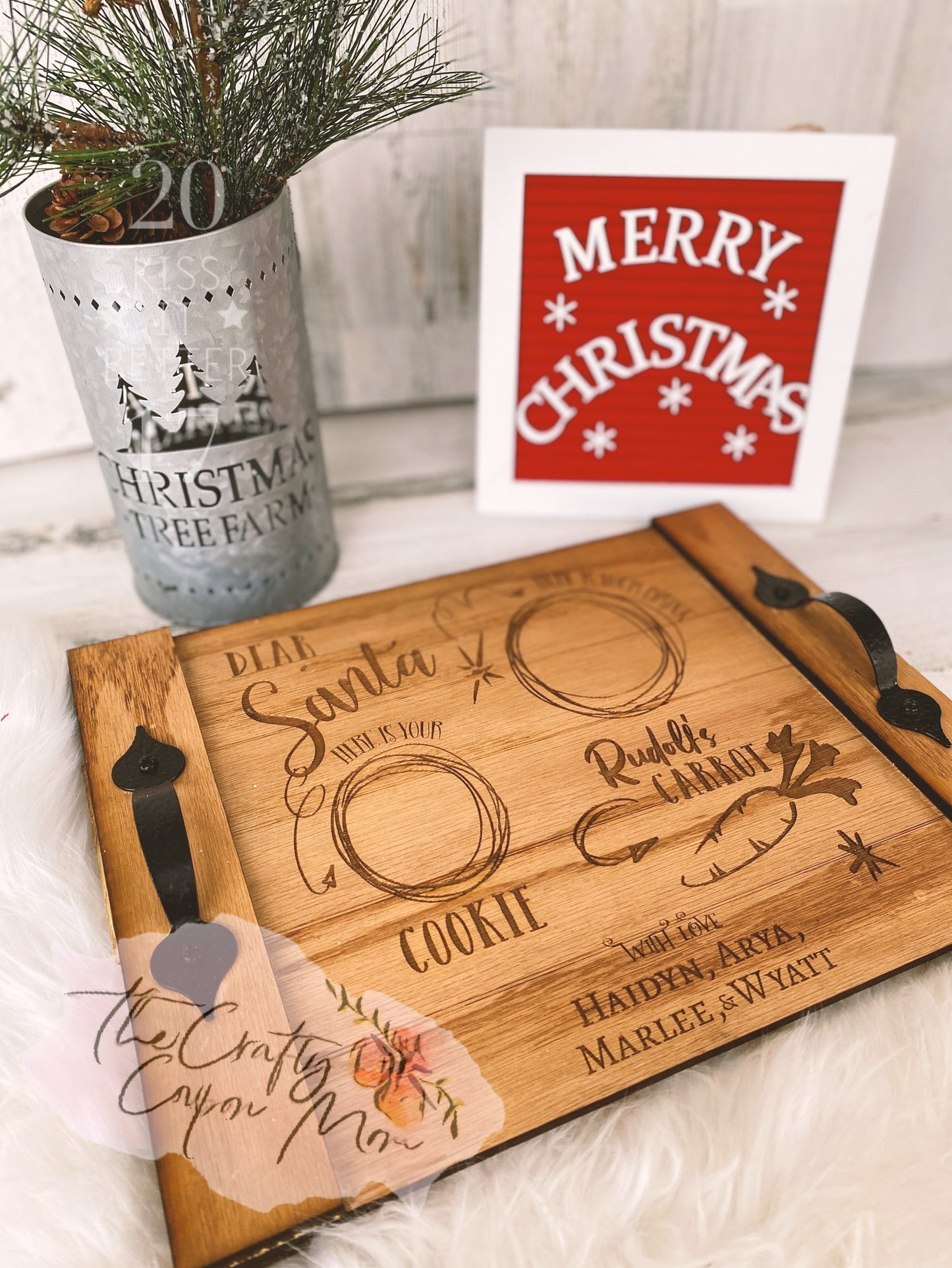 Santa cookies and milk tray PERSONALIZED!