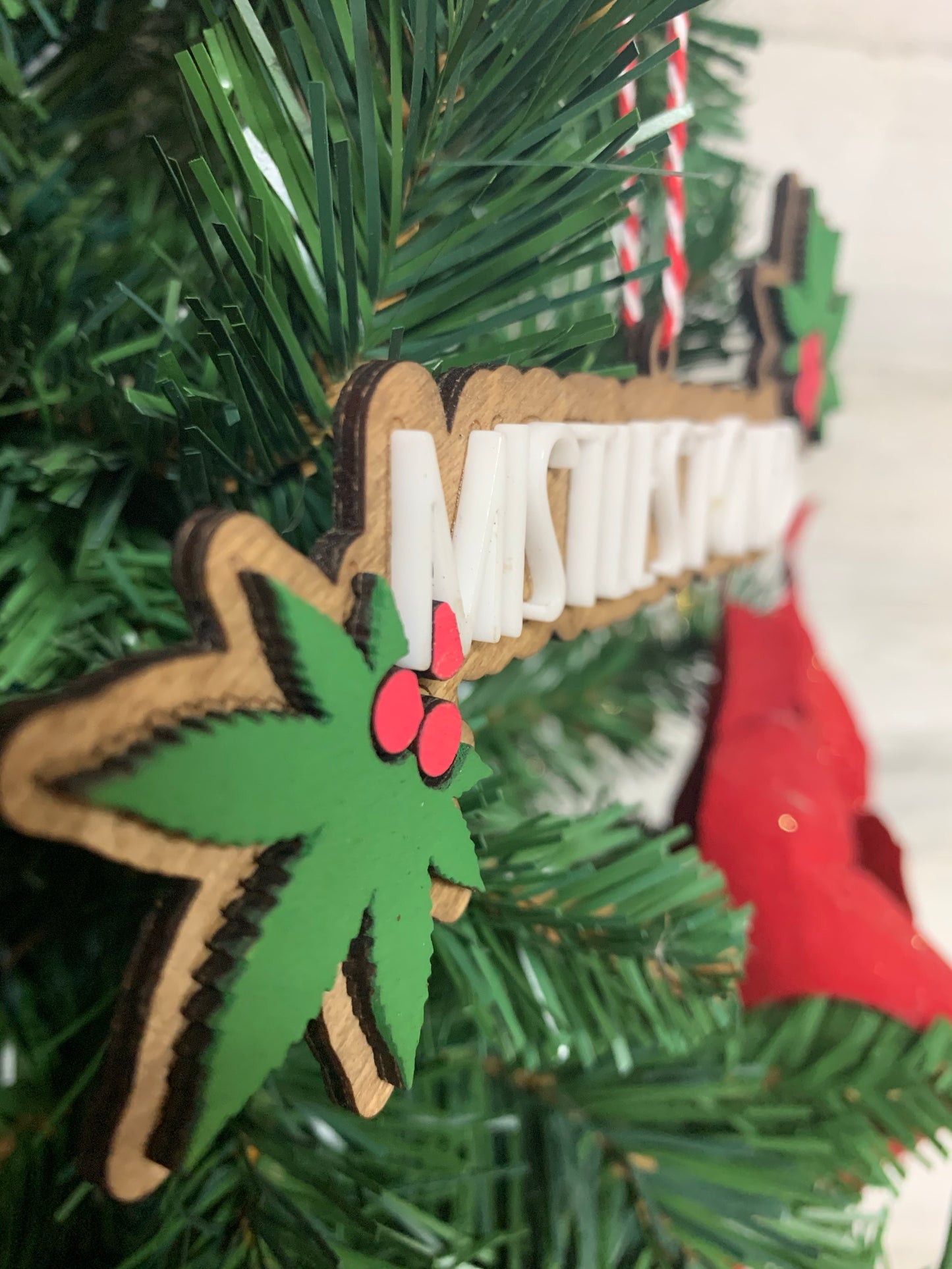 Mistlestoned pot leaf ornament