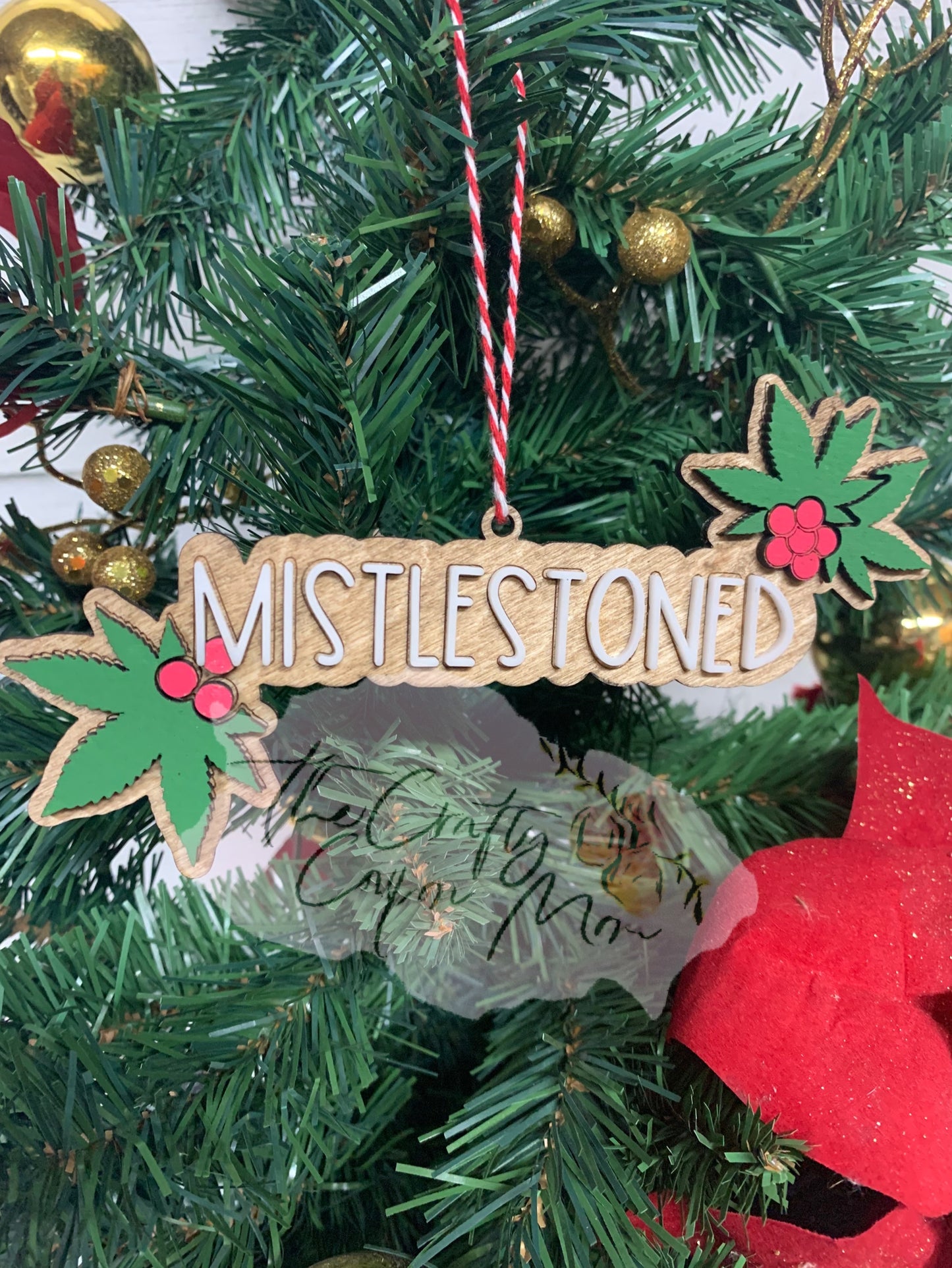 Mistlestoned pot leaf ornament