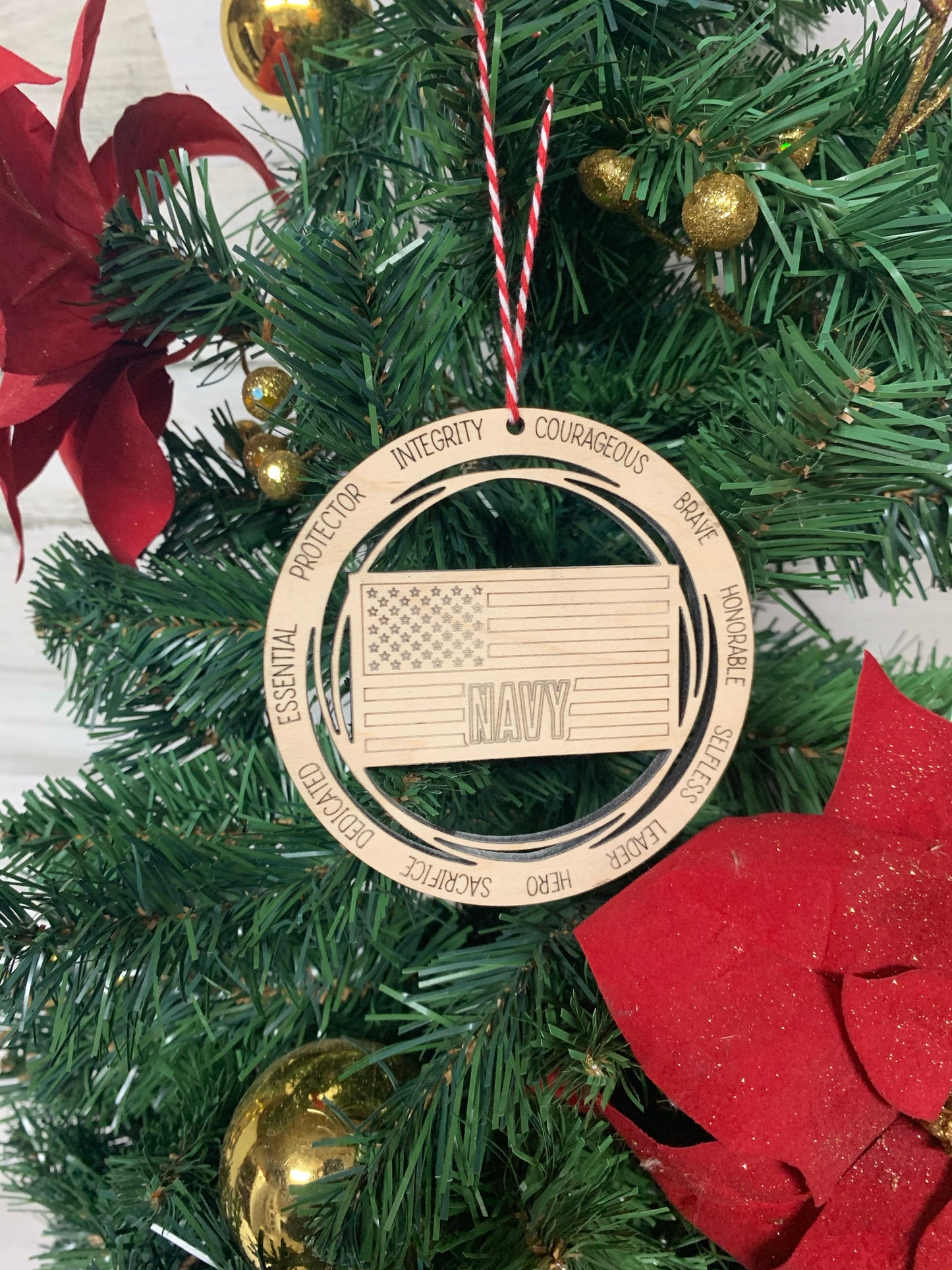 Military ornaments all branches- Marines, Army, Coast Guard, Air Force, Navy.