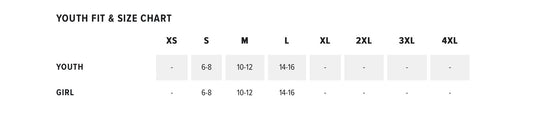 Bella Canvas Youth sizing chart