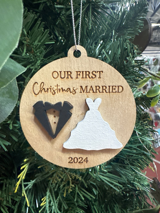 2024 Our first Christmas married ornament with dress