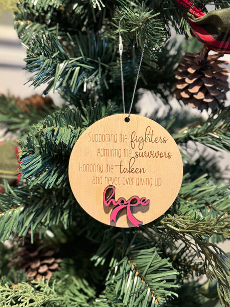 Hope breast cancer ornament