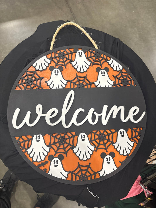 welcome mouse ghost door hanger
