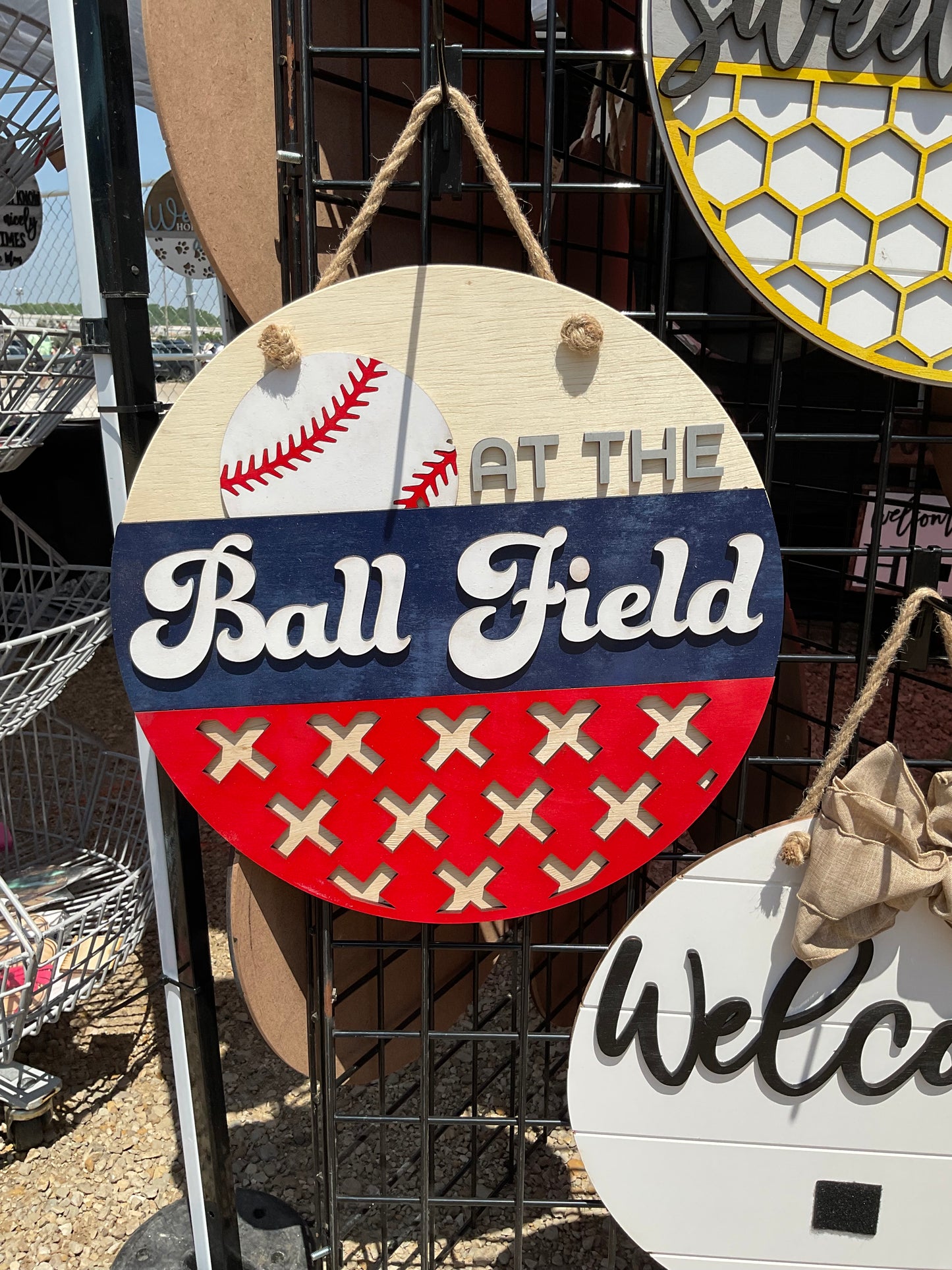 at the ball field baseball door hanger