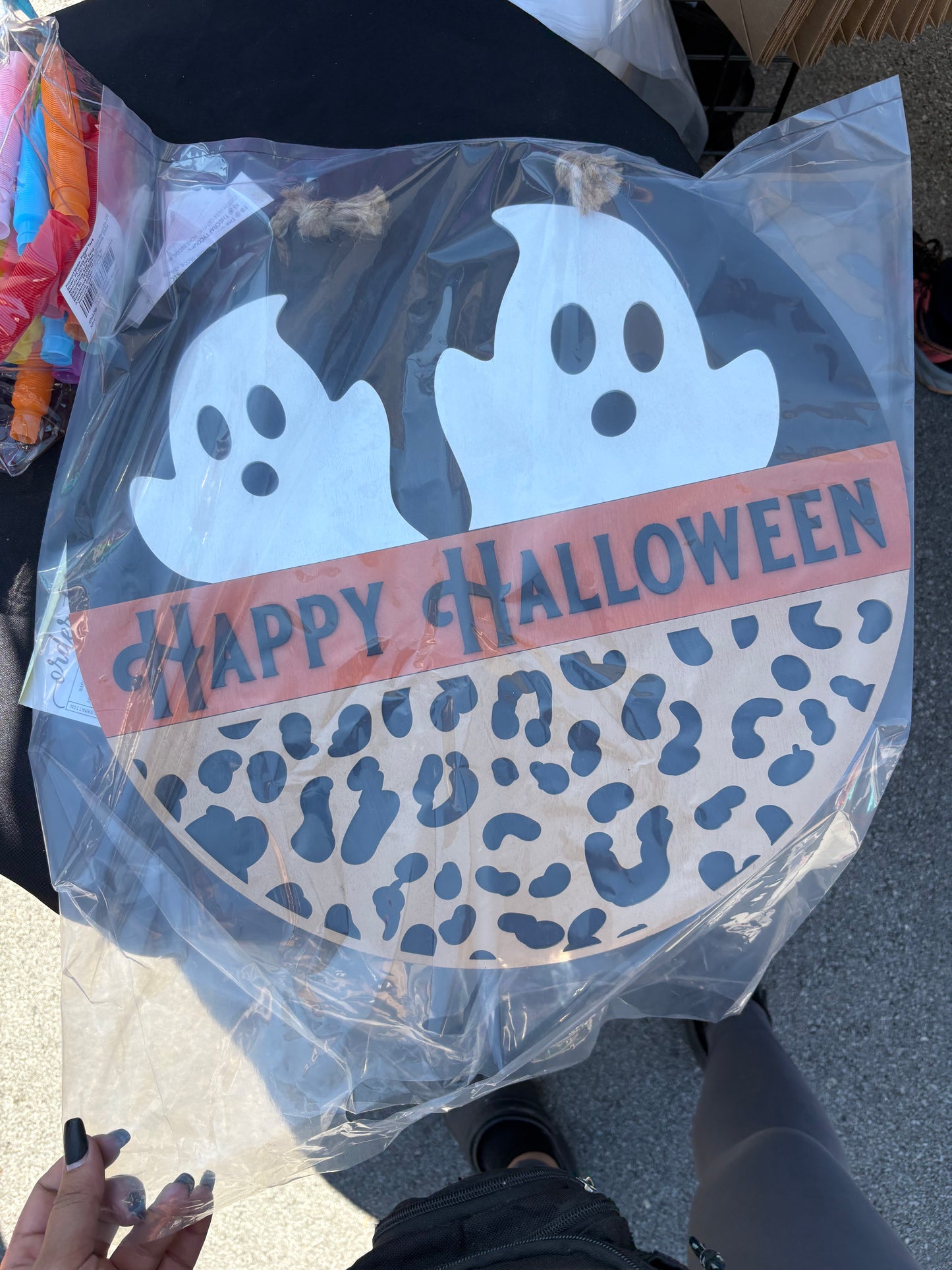Happy Halloween cheetah bottom door hanger