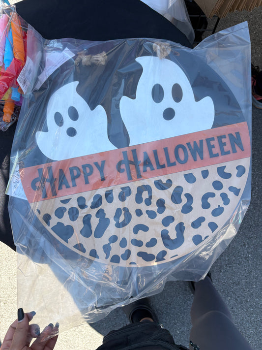 Happy Halloween cheetah bottom door hanger