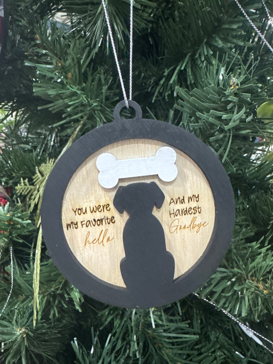 Hardest goodbye pet memorial ornament