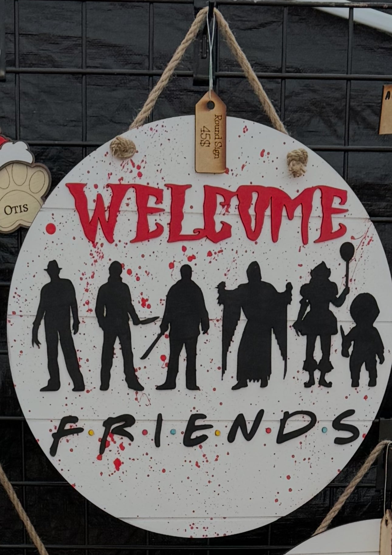 welcome friends horror door hanger