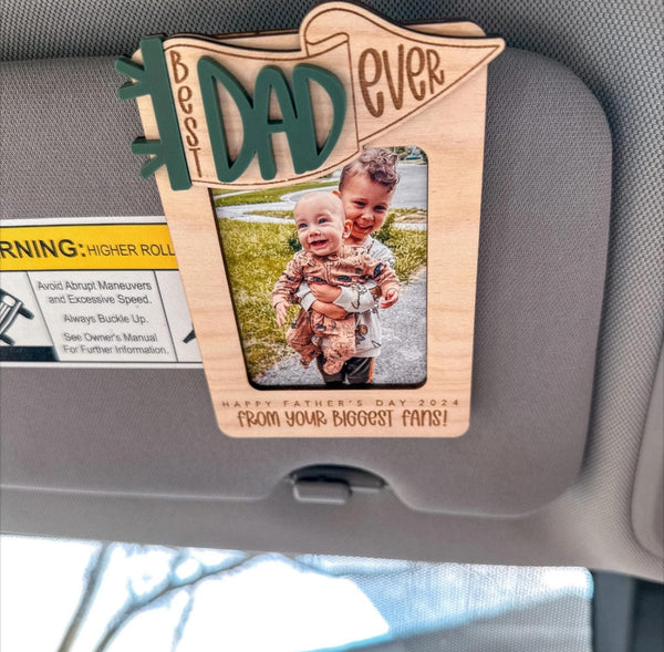 Best dad ever car visor clip photo frame