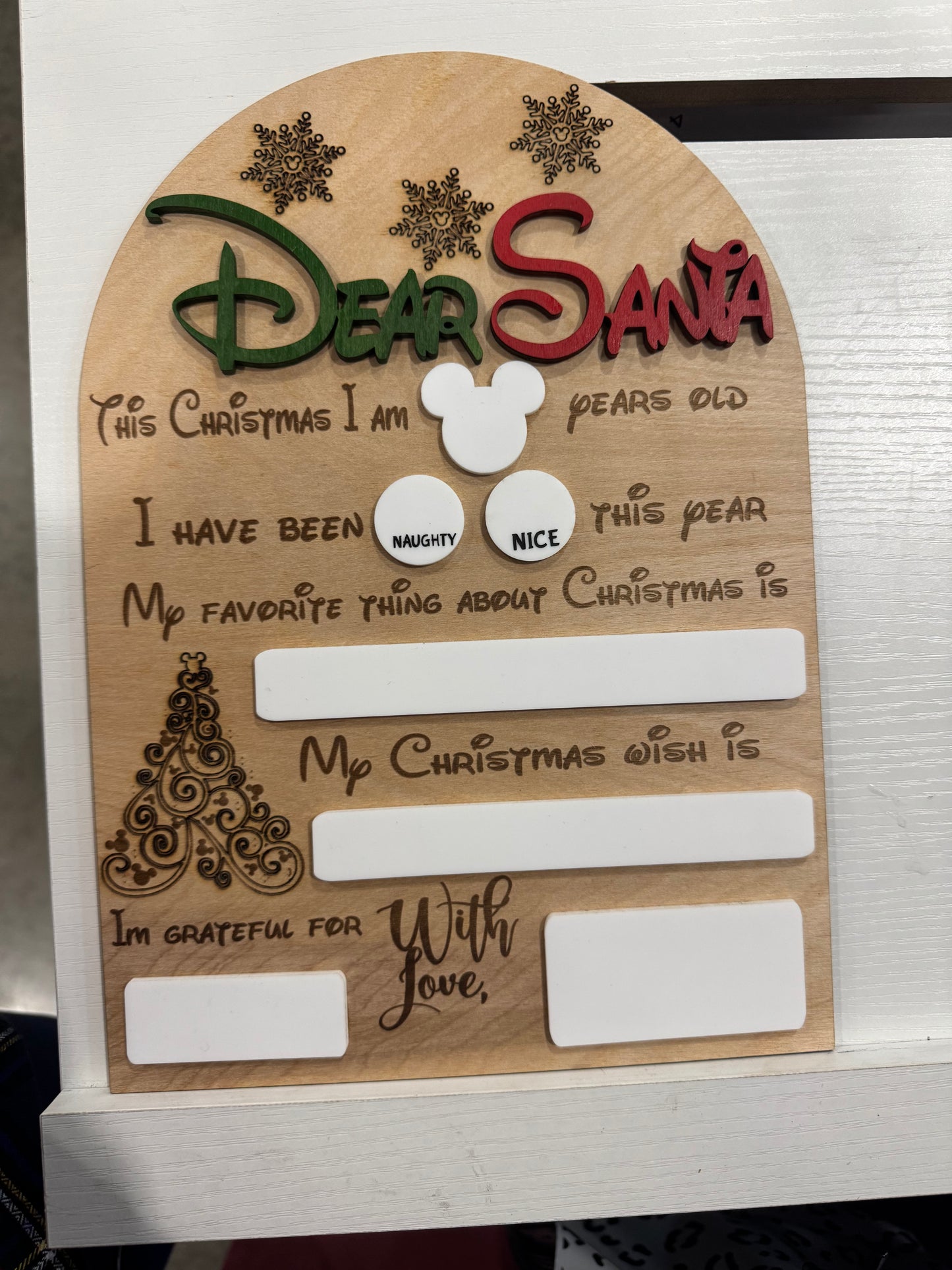 Dear Santa mouse themed dry erase board