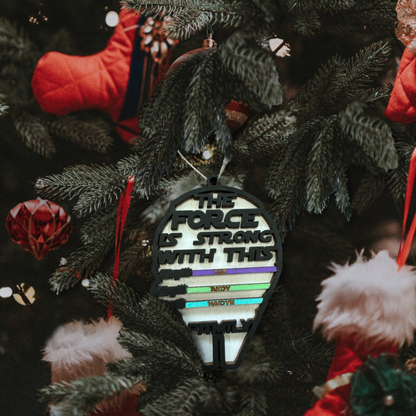 The force is strong with this family customized ornament