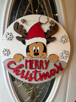 Merry Christmas mouse reindeer door hanger