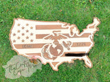 Marines customized wooden flag