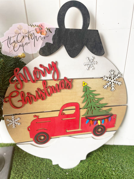 Merry christmas truck door hanger round