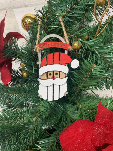 Santa face sled ornament