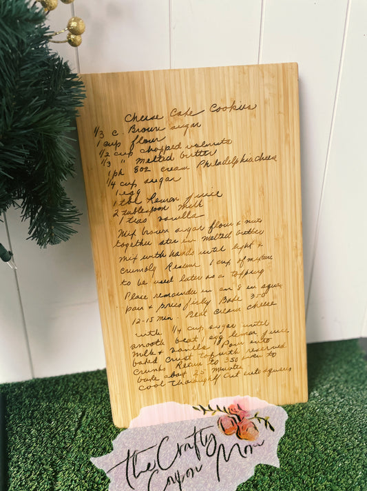 Recipe handwriting cutting board