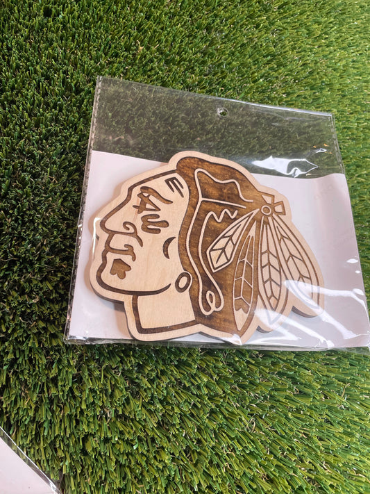 Engraved blackhawks interchangeable piece