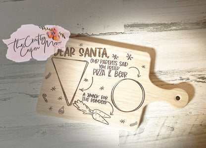 Dear Santa pizza and beer tray