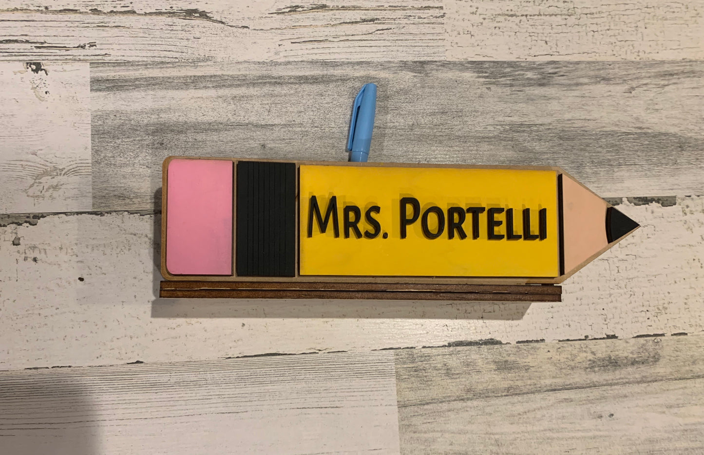 Teacher pencil holder with name