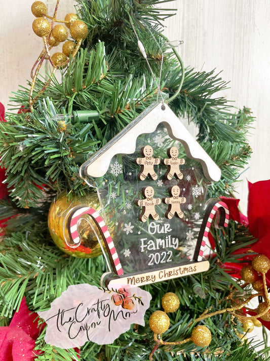 Our family acrylic gingerbread personalized ornament