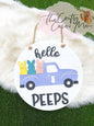 Hello peeps truck door hanger round