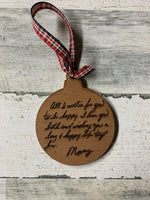 Loved ones handwriting customized ornament