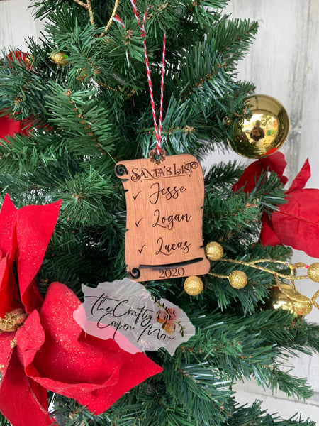 Santa’s list personalized ornament
