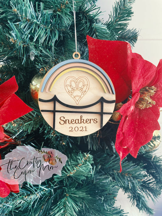 Rainbow bridge pet memorial custom ornament