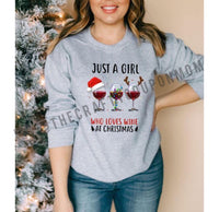 Just a girl who loves wine at Christmas long sleeve