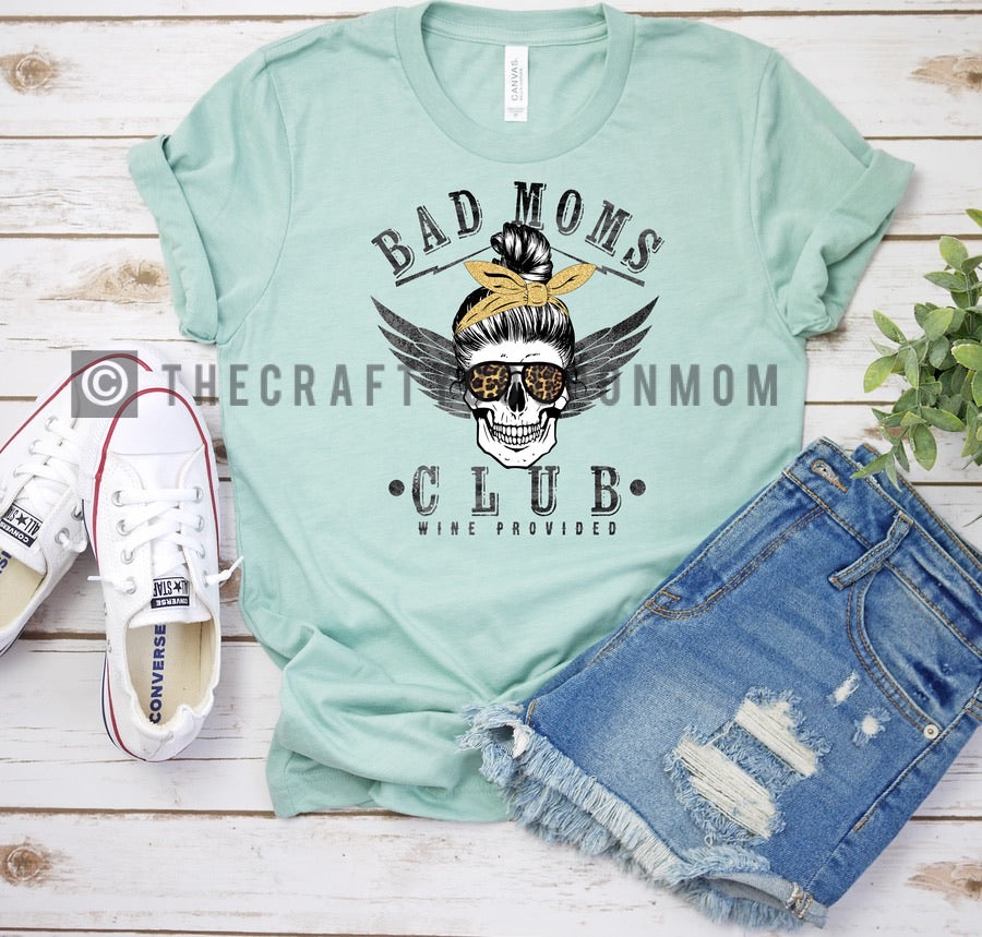 Bad moms club skull shirt