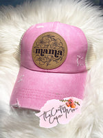 Mama floral ponytail hat