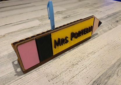 Teacher pencil holder with name