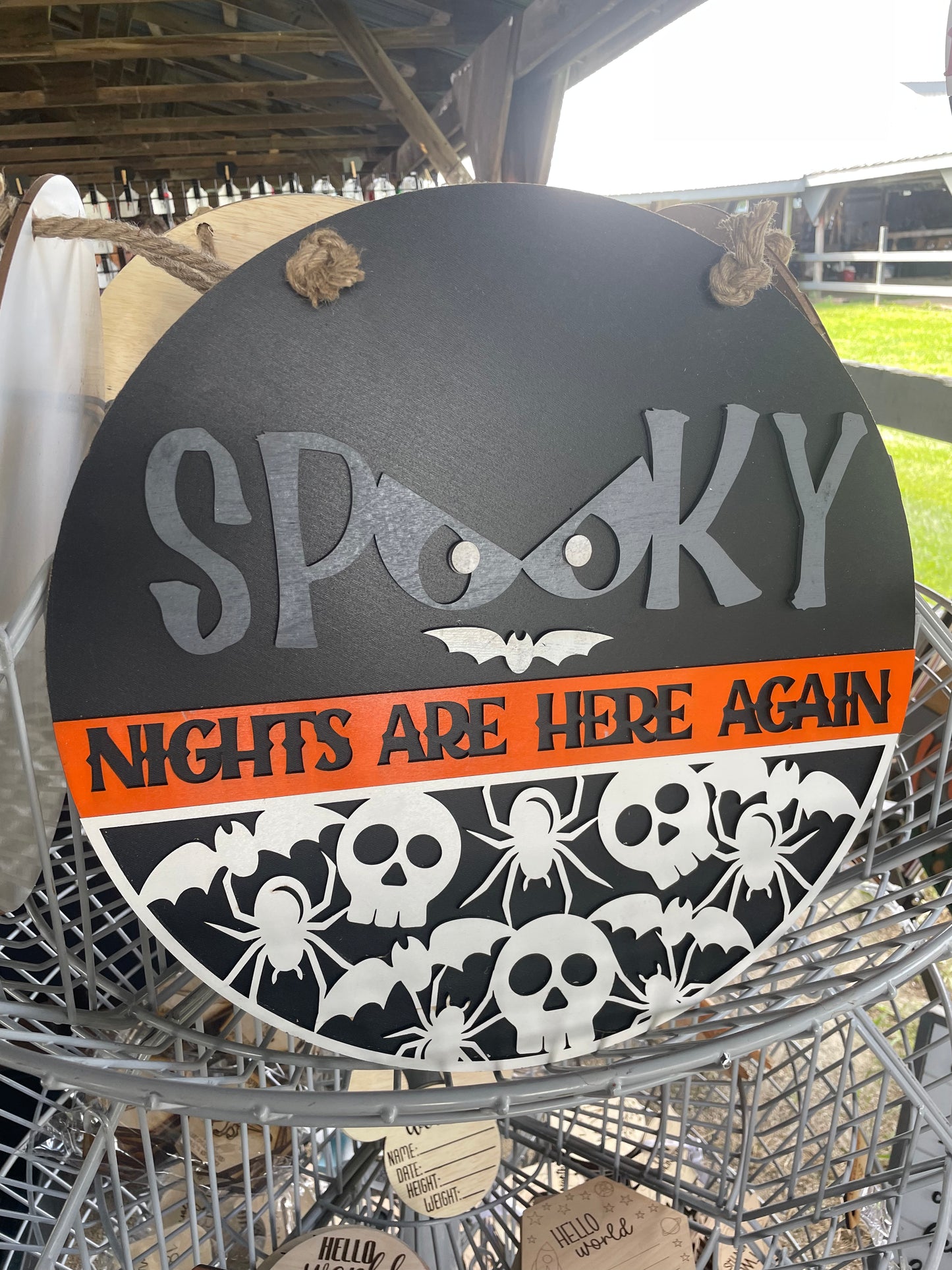 Spooky nights are here again door hanger round